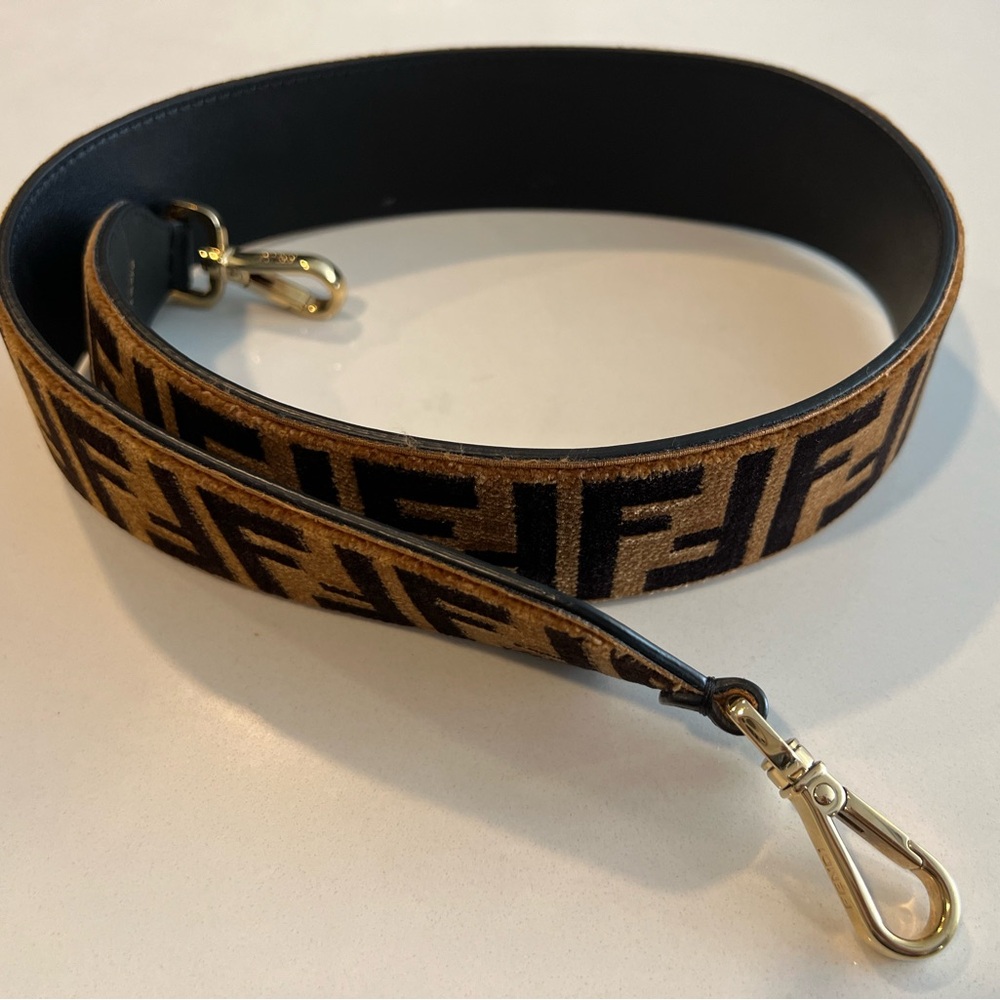 100% Authentic FENDI Velvet Tapestry FF Strap You